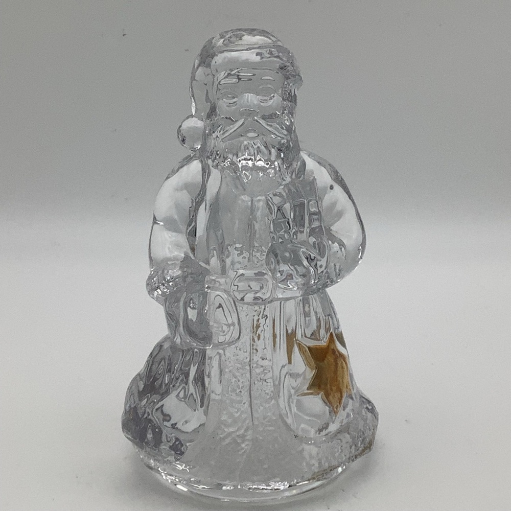 Clear Glass Santa Figurine with Gold Star